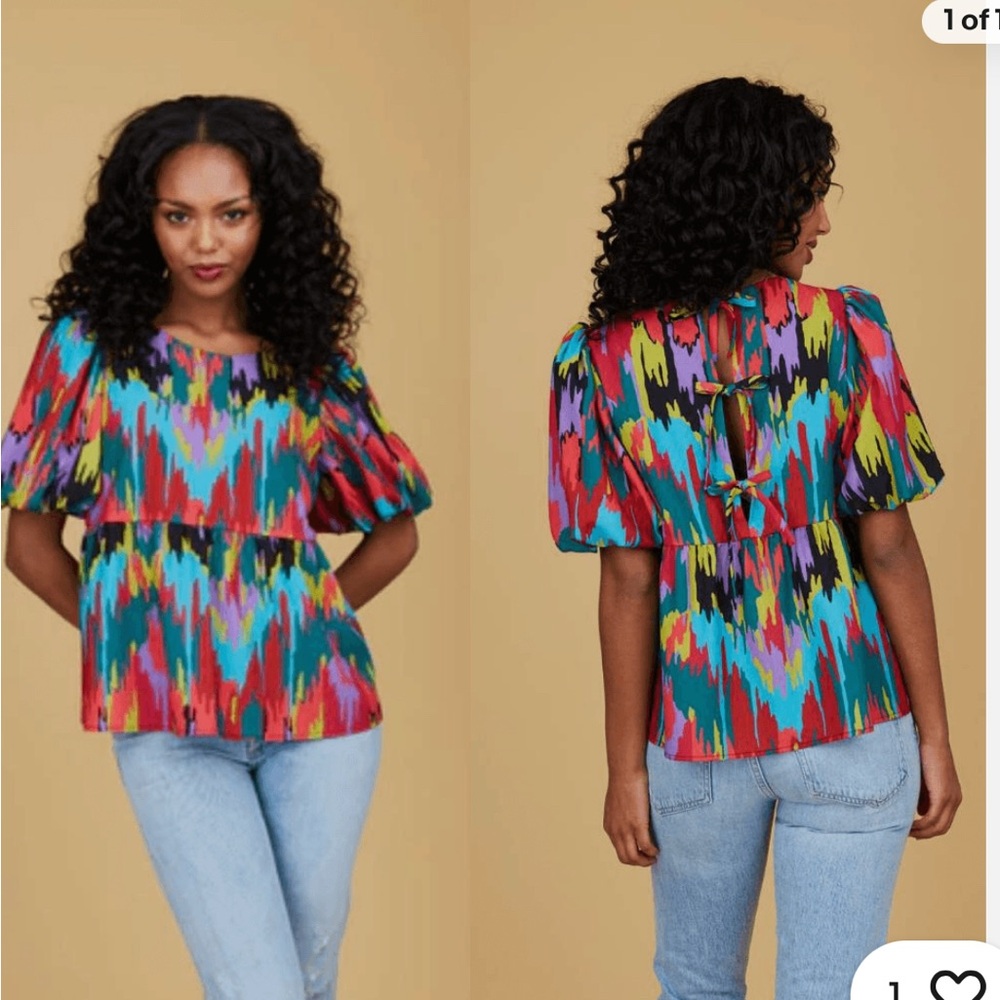 CROSBY by Mollie Burch Multicolor Abstract Blouse